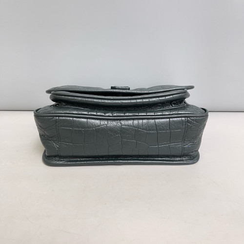 Yves Saint Laurent Baby Niki Messenger Calfskin Crocodile Embossed Dark Green Yves Saint Laurent Baby Niki Messenger Calfskin Crocodile Embossed Dark Green