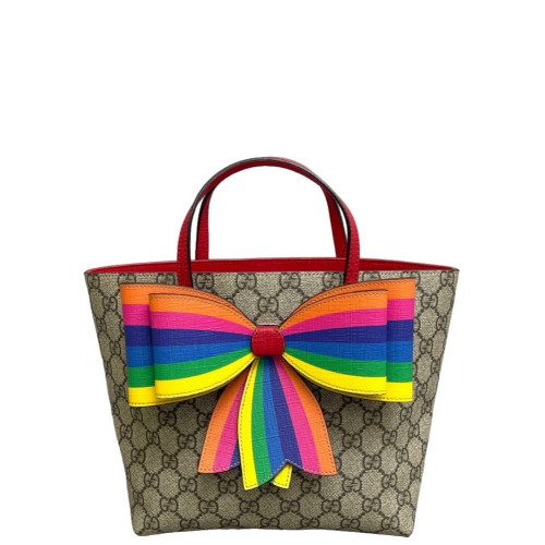 Gucci Handbag GG Monogram Beige Red