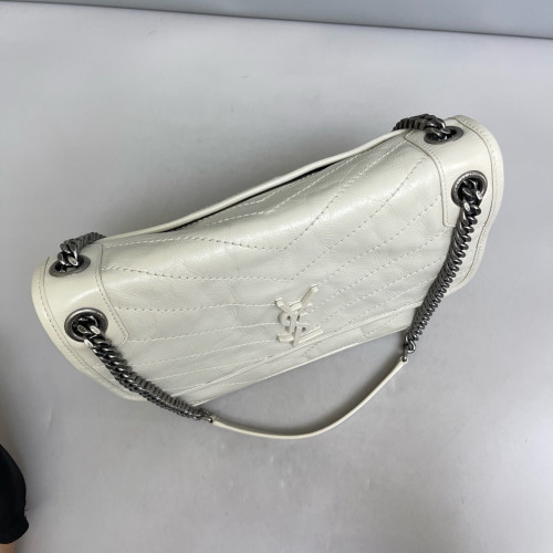 Yves Saint Laurent Medium Niki Messenger Calfskin Light Grey