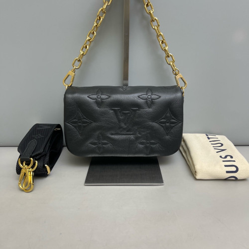 Louis Vuitton Bubblegram Wallet On Strap Monogram Empreinte Black