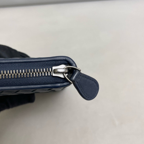 Bottega Veneta Intrecciato Zip Around Wallet Calfskin Intrecciato Dark Blue