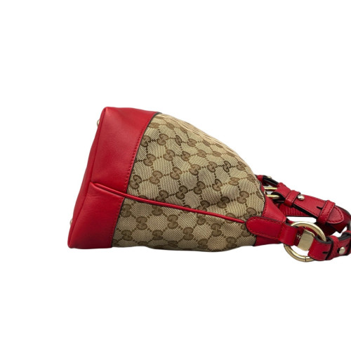 Gucci Heart Tote Bag GG Supreme Monogram Calfskin Beige Red