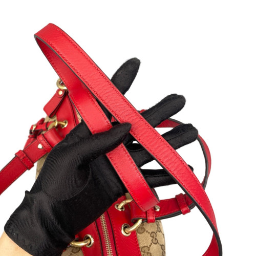 Gucci Heart Tote Bag GG Supreme Monogram Calfskin Beige Red