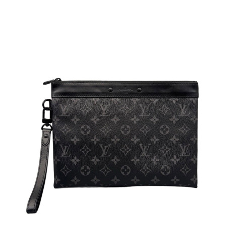Louis Vuitton Pochette To Go Monogram Eclipse Calfskin Black Grey