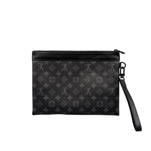 Louis Vuitton Pochette To Go Monogram Eclipse Calfskin Black Grey