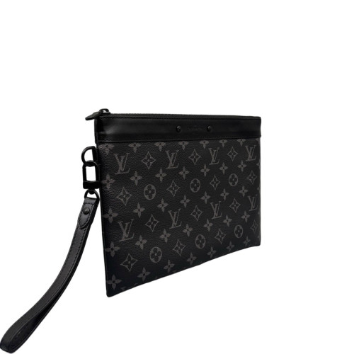Louis Vuitton Pochette To Go Monogram Eclipse Calfskin Black Grey