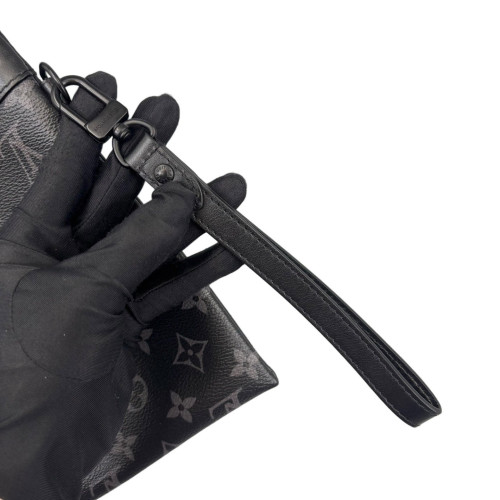 Louis Vuitton Pochette To Go Monogram Eclipse Calfskin Black Grey