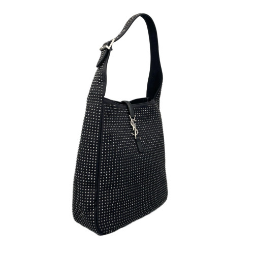Yves Saint Laurent Studded LE 5 A 7 Hobo Calfskin Black Yves Saint Laurent Studded LE 5 A 7 Hobo Calfskin Black