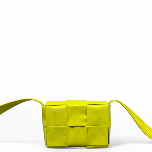 Bottega Veneta Mini Cassette Crossbody Bag Calfskin Maxi Intrecciato Yellow