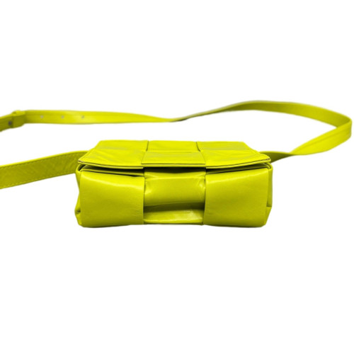 Bottega Veneta Mini Cassette Crossbody Bag Calfskin Maxi Intrecciato Yellow