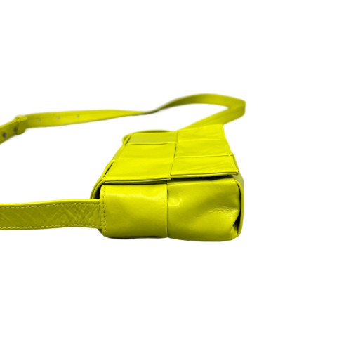 Bottega Veneta Mini Cassette Crossbody Bag Calfskin Maxi Intrecciato Yellow