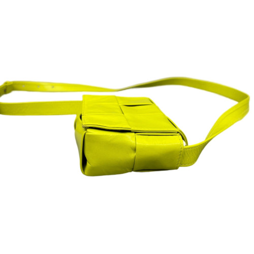 Bottega Veneta Mini Cassette Crossbody Bag Calfskin Maxi Intrecciato Yellow