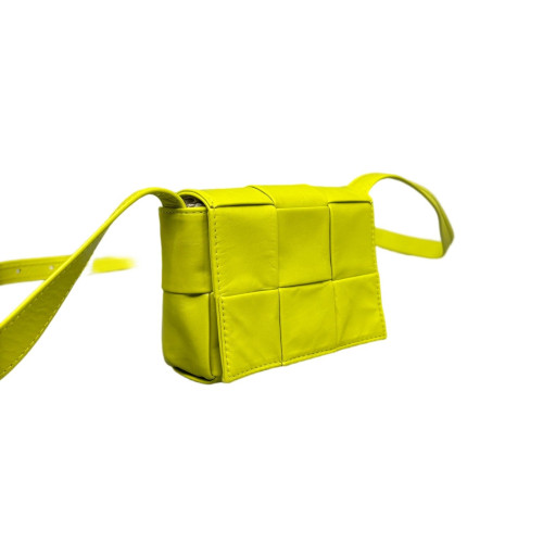 Bottega Veneta Mini Cassette Crossbody Bag Calfskin Maxi Intrecciato Yellow