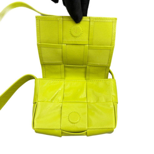 Bottega Veneta Mini Cassette Crossbody Bag Calfskin Maxi Intrecciato Yellow