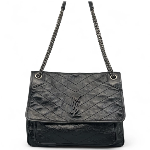 Yves Saint Laurent Large Niki Chain Calfskin Black