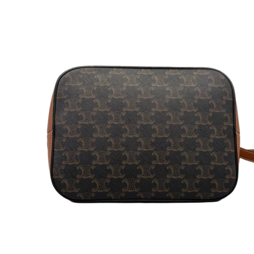 Celine Triomphe Bucket Bag Mediun Triomphe Leather Brown Black