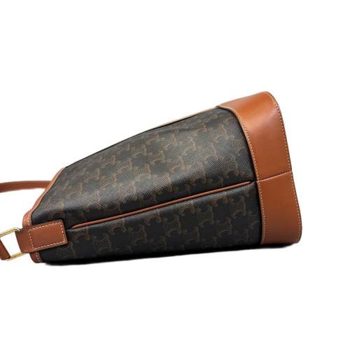 Celine Triomphe Bucket Bag Mediun Triomphe Leather Brown Black