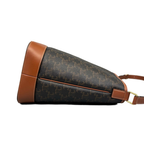 Celine Triomphe Bucket Bag Mediun Triomphe Leather Brown Black