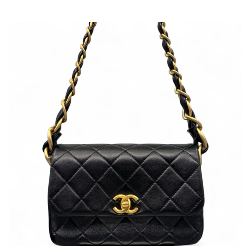 Chanel Quilted Shoulder Bag Lambskin Black