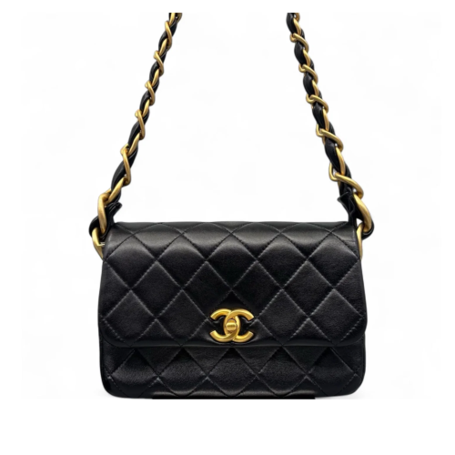 Chanel Quilted Shoulder Bag Lambskin Black