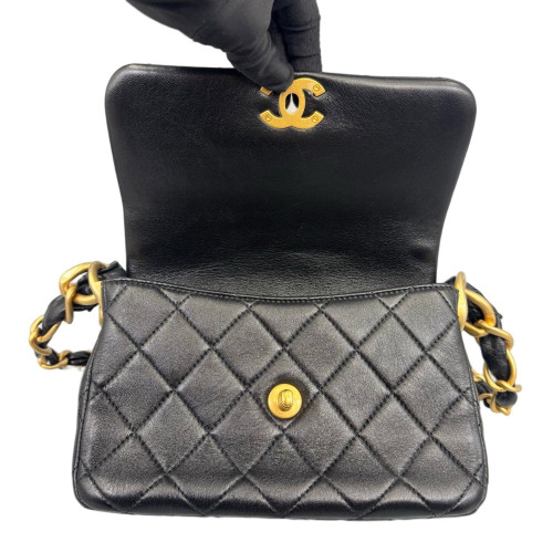 Chanel Quilted Shoulder Bag Lambskin Black