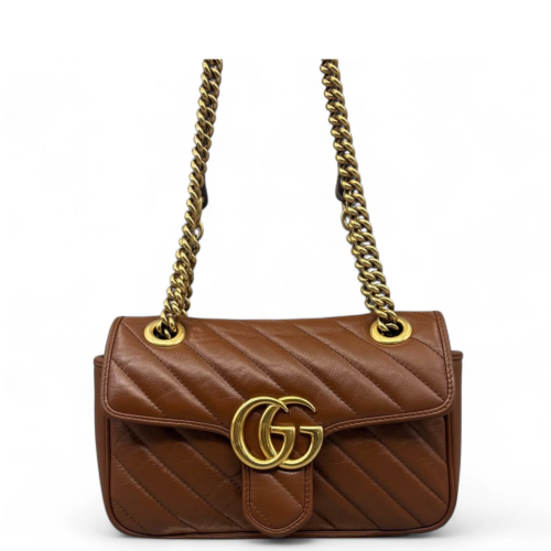 Gucci Matelasse Marmont Shoulder Bag Calfskin Brown