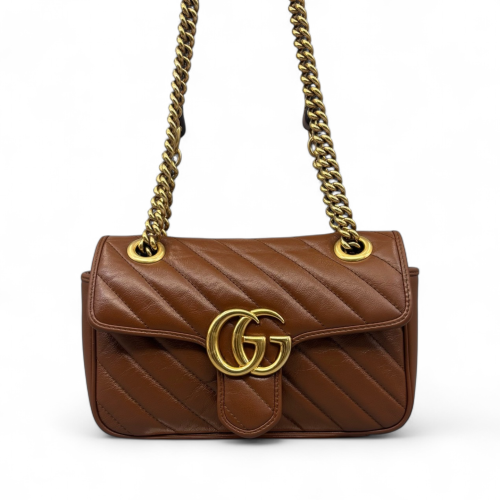 Gucci Matelasse Marmont Shoulder Bag Calfskin Brown