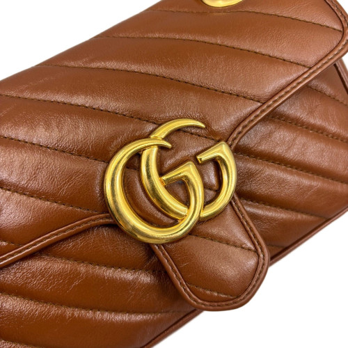 Gucci Matelasse Marmont Shoulder Bag Calfskin Brown