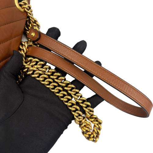Gucci Matelasse Marmont Shoulder Bag Calfskin Brown