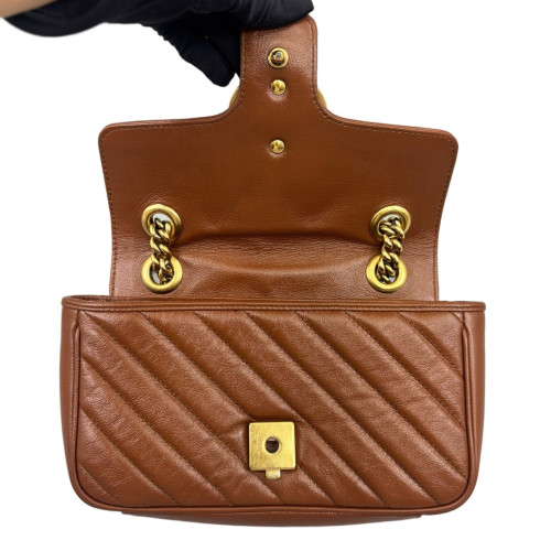 Gucci Matelasse Marmont Shoulder Bag Calfskin Brown