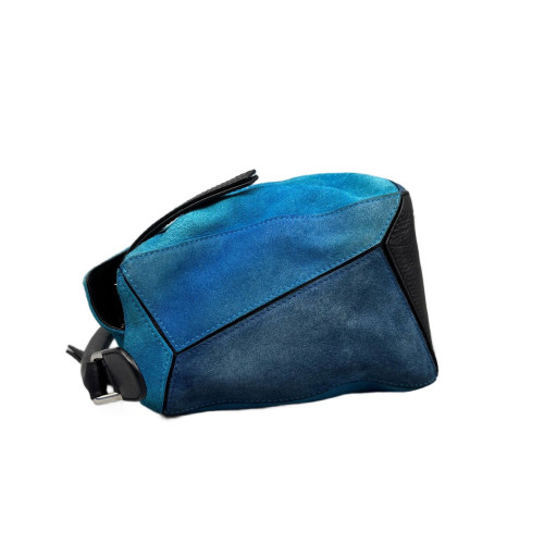 Loewe Small Puzzle Suede Calfskin Blue Black