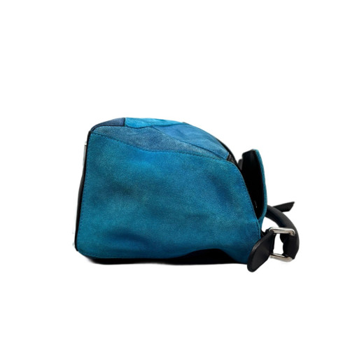 Loewe Small Puzzle Suede Calfskin Blue Black