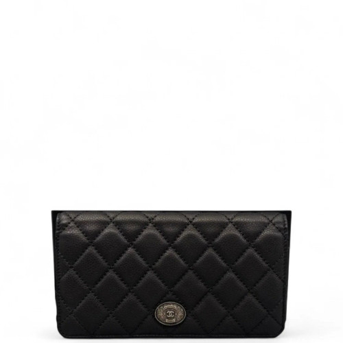 Chanel Quilted Continental Wallet Grained Calfskin Black