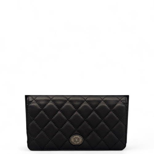 Chanel Quilted Continental Wallet Grained Calfskin Black