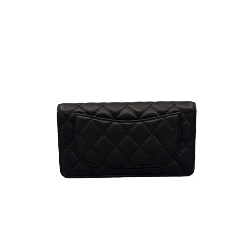 Chanel Quilted Continental Wallet Grained Calfskin Black