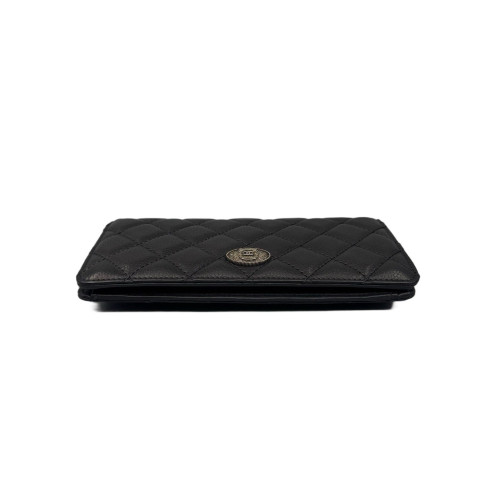 Chanel Quilted Continental Wallet Grained Calfskin Black