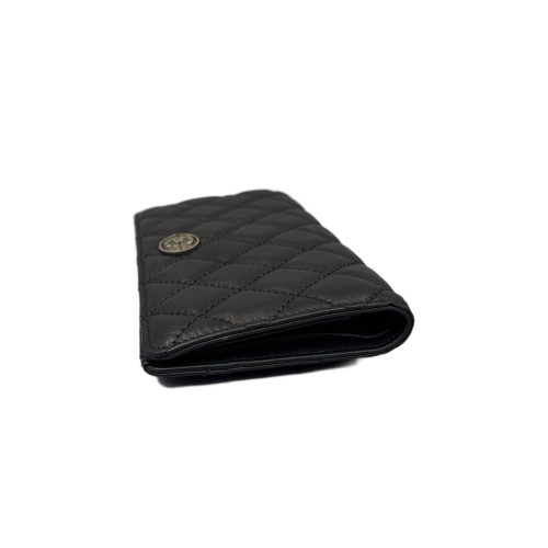 Chanel Quilted Continental Wallet Grained Calfskin Black Chanel Quilted Continental Wallet Grained Calfskin Black