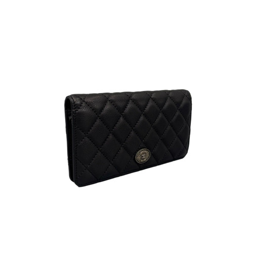 Chanel Quilted Continental Wallet Grained Calfskin Black Chanel Quilted Continental Wallet Grained Calfskin Black