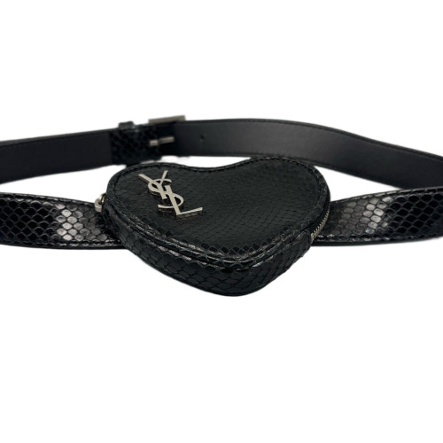 Yves Saint Laurent Waist Belt Bag Snakeskin Black Grey Yves Saint Laurent Waist Belt Bag Snakeskin Black Grey