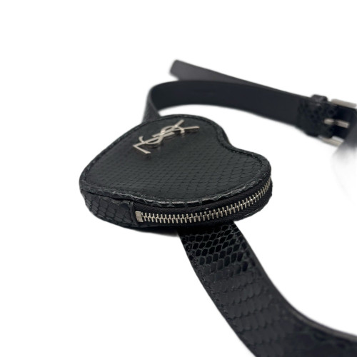 Yves Saint Laurent Waist Belt Bag Snakeskin Black Grey Yves Saint Laurent Waist Belt Bag Snakeskin Black Grey