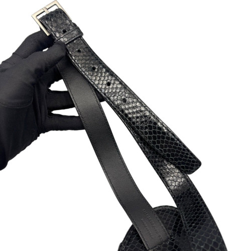 Yves Saint Laurent Waist Belt Bag Snakeskin Black Grey Yves Saint Laurent Waist Belt Bag Snakeskin Black Grey