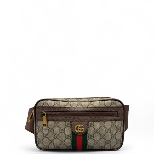 Gucci Web Medium Ophidia Belt Bag GG Supreme Monogram Beige Brown Green