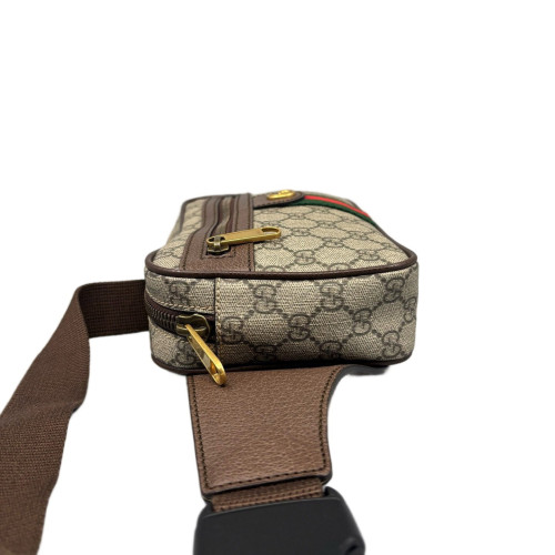 Gucci Web Medium Ophidia Belt Bag GG Supreme Monogram Beige Brown Green