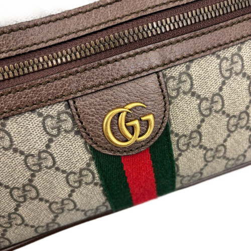 Gucci Web Medium Ophidia Belt Bag GG Supreme Monogram Beige Brown Green