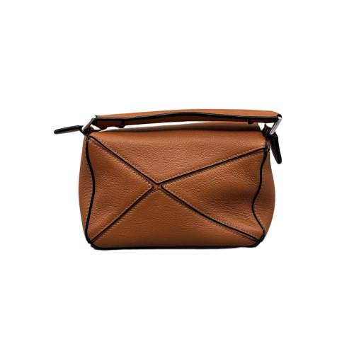 Loewe Mini Puzzle Anagram Debossed Calfskin Tan