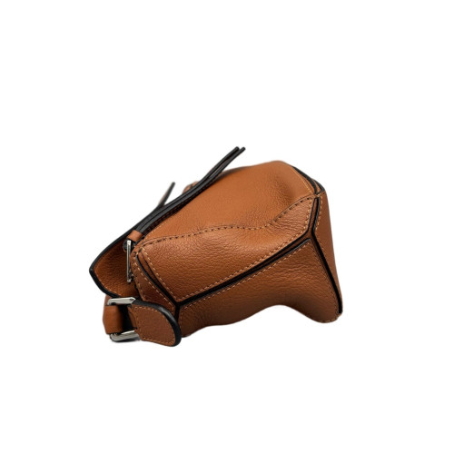 Loewe Mini Puzzle Anagram Debossed Calfskin Tan