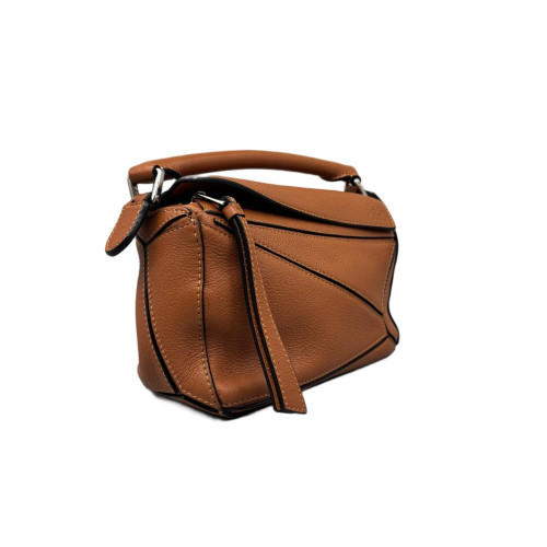 Loewe Mini Puzzle Anagram Debossed Calfskin Tan
