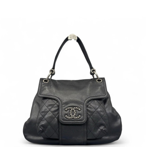 Chanel Quilted Studded Coco Rider Flap Bag Calfskin Black Chanel Quilted Studded Coco Rider Flap Bag Calfskin Black