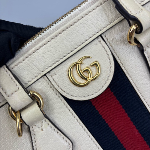 Gucci Web Tote Bag Calfskin White Red Black