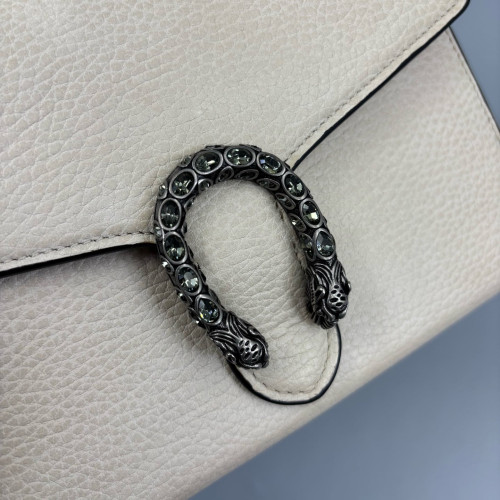 Gucci Crystal Mini Dionysus Chain Wallet Grained Calfskin Beige
